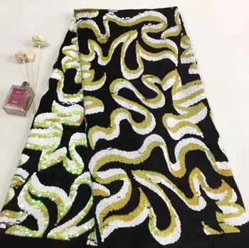 

5yd/lot CiCi-111906 good quality embroiry french lace fabric with sequins for party dress