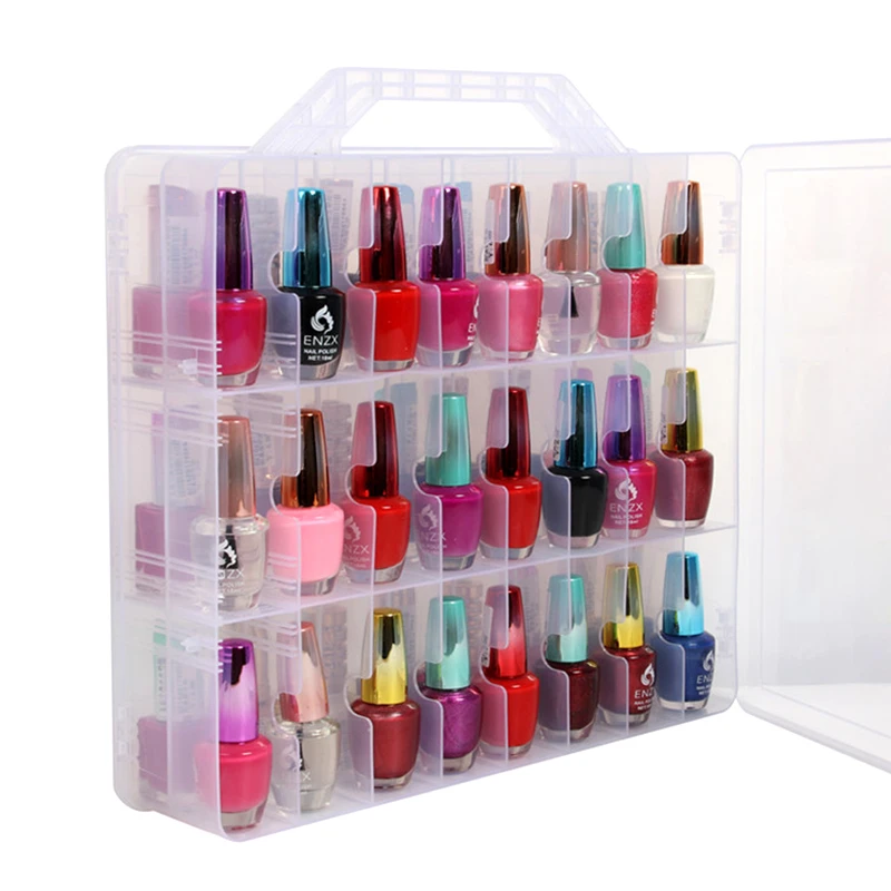 

Nail Polish Organizer Holder,Portable Universal Clear Double Side Organizer and Thread Storage Case for 48 Bottles