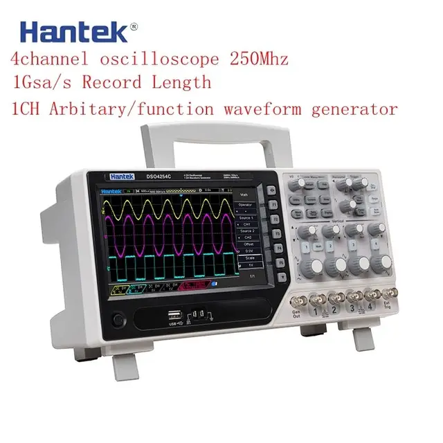 Cheap Hantek Official DSO4254C Digital Oscilloscope 4 Channels  LCD PC Portable USB Oscilloscopes +EXT+DVM+Auto range function