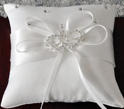 Белая свадебная церемония кольцо подушку Хрустальное Двойное сердце Горячее предложение - Цвет: 15 15cm