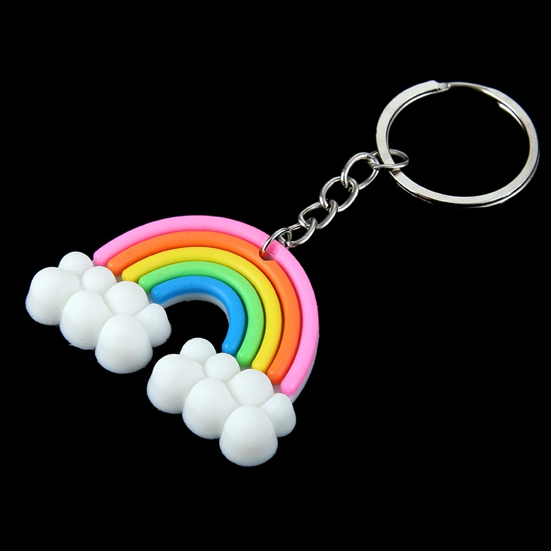 Buy 1Pcs Silicone Rainbow Clouds Cute Keychain For