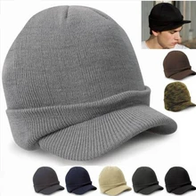 Модная кепка в армейском стиле, Мужская теплая зимняя шапка с козырьком, вязаные шапки, акриловая кепка для женщин, кепка s для мужчин HT51046+ 35