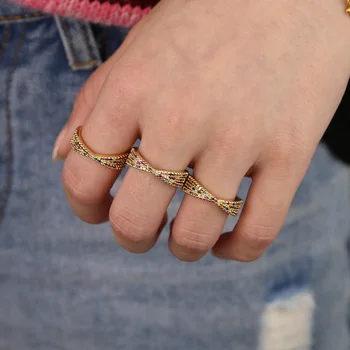 

New fashion summer beach rings styles with gold filled x shape women finger rings with rainbow colorful cz paved wedding rings