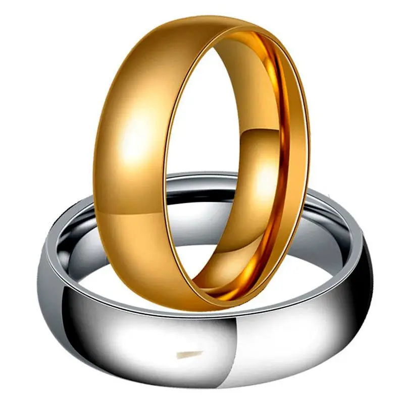 

2pcs 6mm Simple Titanium Ring High-grade Woman Men Couple Ring Stainless Steel Wedding Ring High Polish Surface Drop Ship