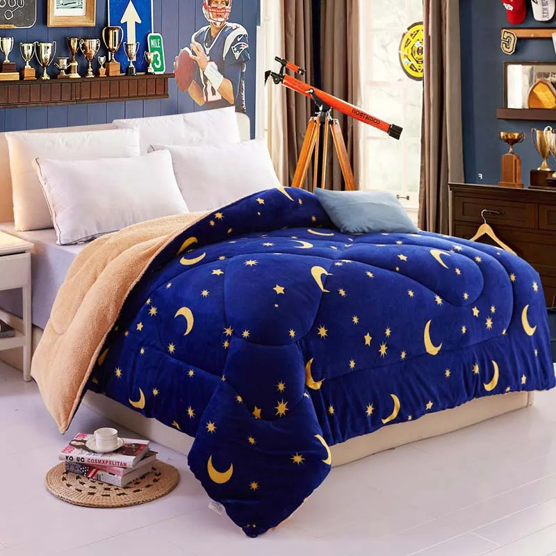 

Chpermore Sheep cashmere Beautiful night sky Comforters/Duvets Autumn Winter Keep warm Flannel Quilt King Queen Twin Full Size