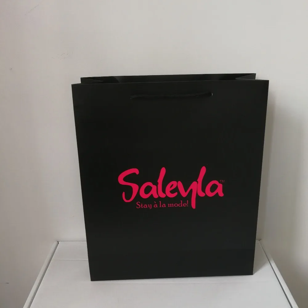 500 шт/партия 32Hx27x10cm пользовательские черные роскошные элегантные бумажные пакеты для покупок для одежды/упаковки ювелирных изделий