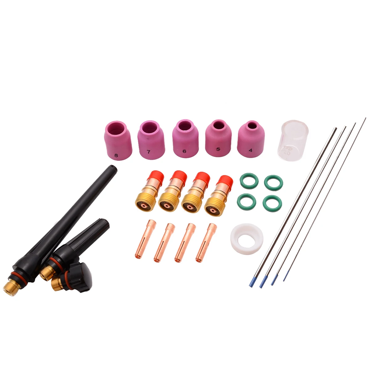 

26pcs/Set Tig Welding Torch Nozzle Cup Tungsten Gas Lens WL20 Kit Welding Accessories For TIG WP-17/18/26