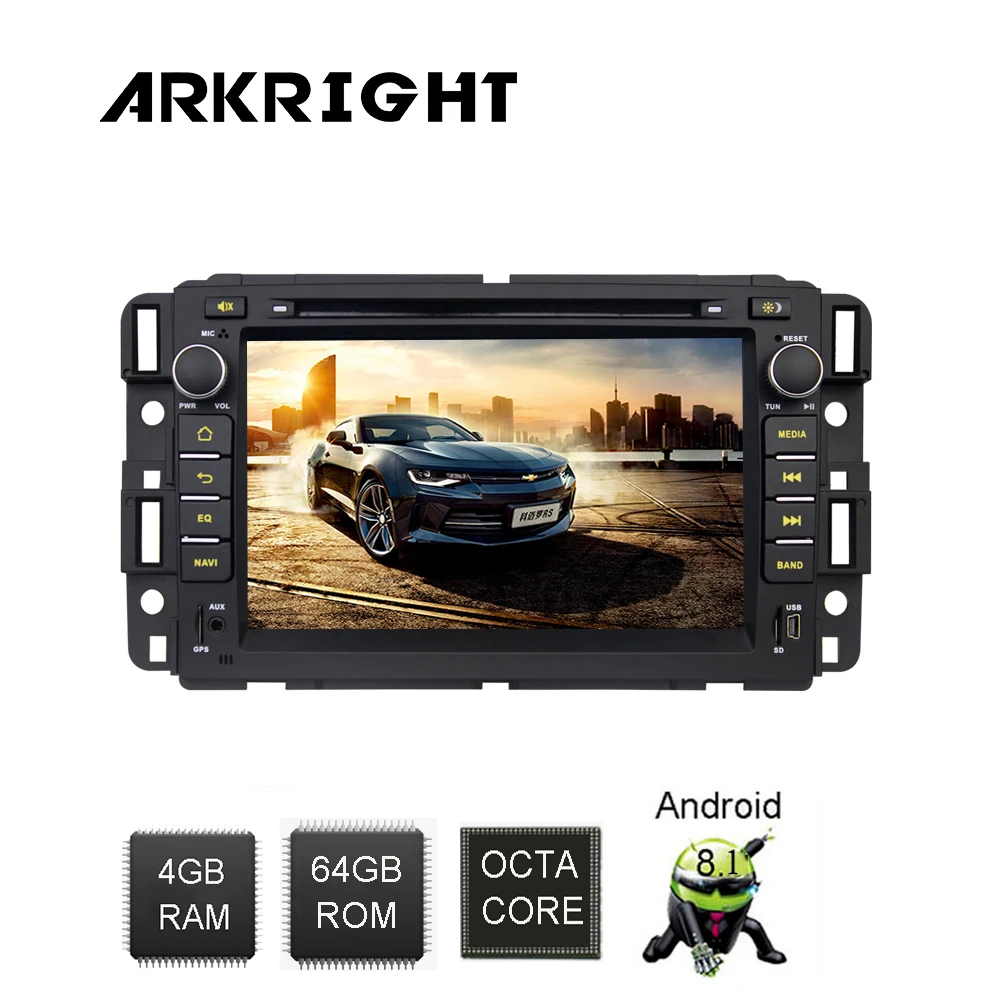 Автомагнитола ARKRIGHT 7 &quot 4 + 64 ГБ Android 8 1 для Chevrolet Traverse Tahoe Suburban GMC GPS навигация