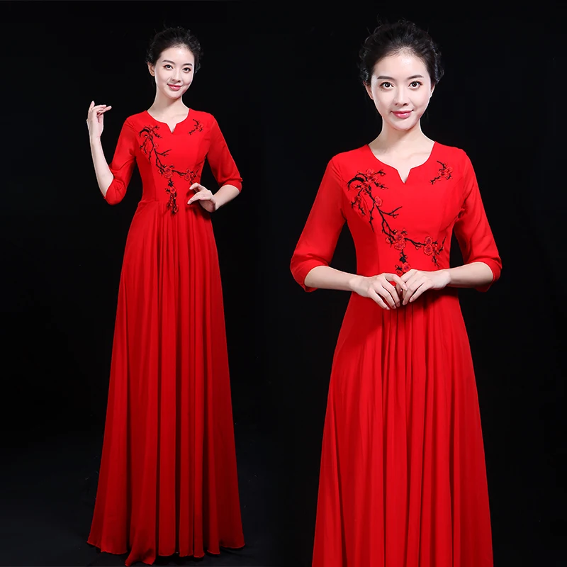 Г. Ограниченная серия Настоящее для женщин Hanfu древний китайский костюм хора хор платье хор сценический Национальный день