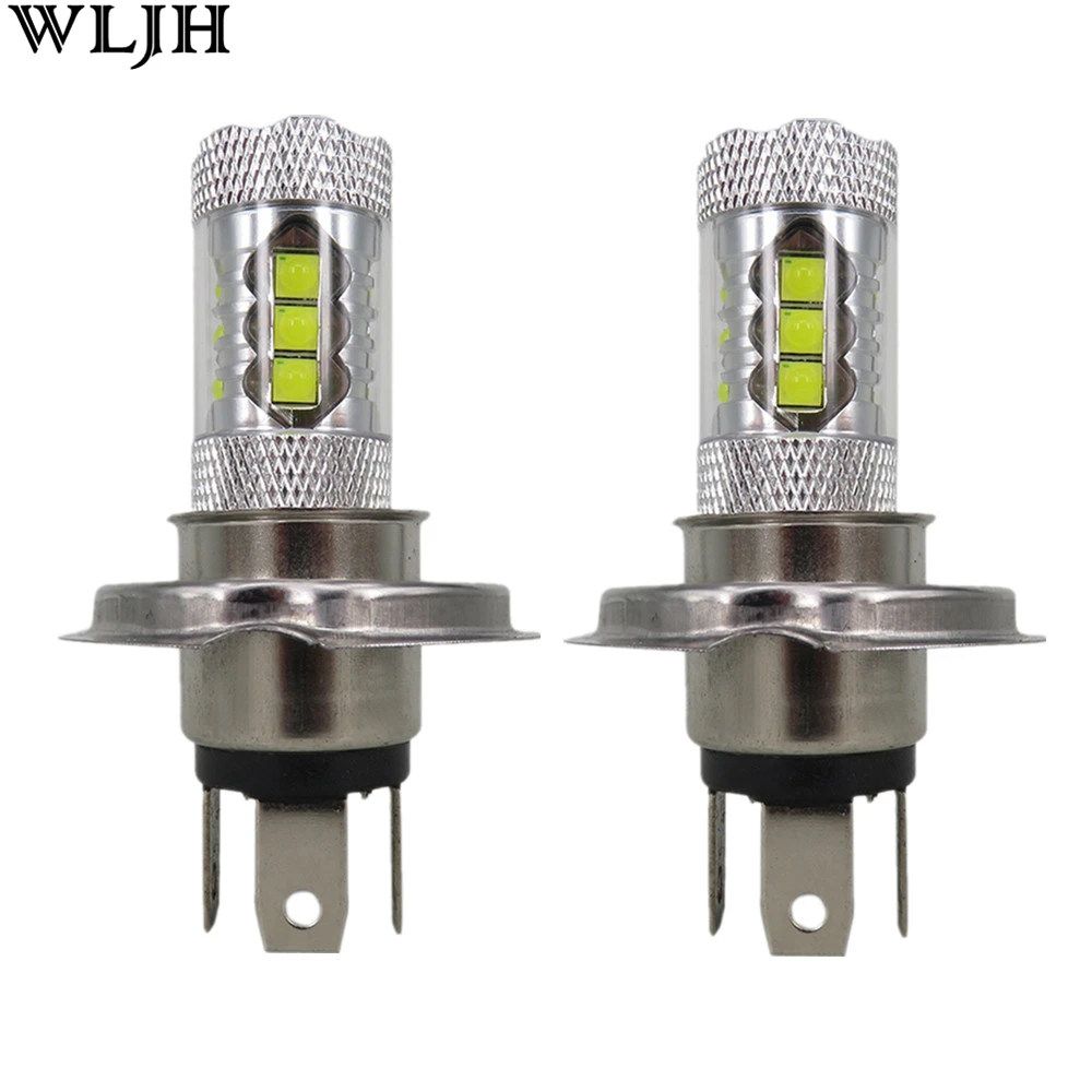 WLJH 2x High Power 80W H4 Led Bulb Projector Lens Car Auto Lighting