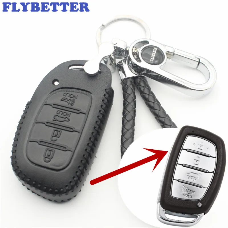 FLYBETTER чехол из натуральной кожи с 4 кнопками для Hyundai IX25/IX35/Elantra/Sonata/I40 автомобильный стайлинг (B) L87|Футляр