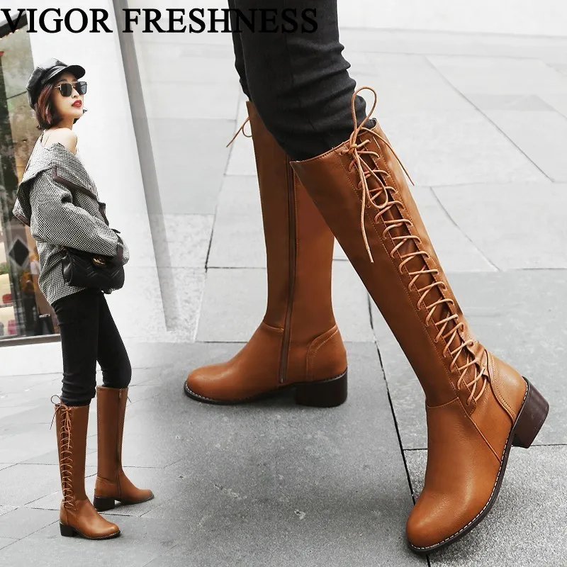 

VIGOR FRESHNESS Boots Women Shoes Winter Warm Long Boots Woman Knee High Boots Autumn Shoes Sexy Boots Spring Low Heels MY81