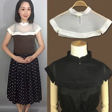 Ручной ретро Черный и белый элегантный платок дикий блузка ложные воротник из бисера Бабочка плащ