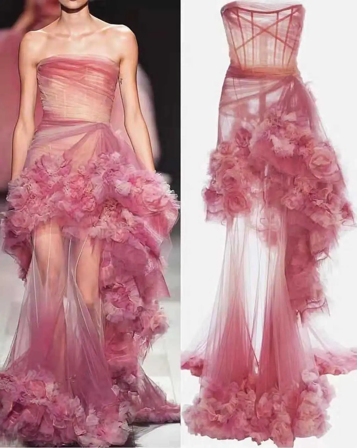 

TOP QUALITY Custom-made Materal Runway Fashion Dress Strapless Ball Gowm Long Length Dress Engagement Party Dress