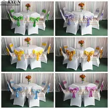 Лайкра спандекс стул лента пояс с атласным галстуком-бабочкой для банкета свадебное украшение для стула