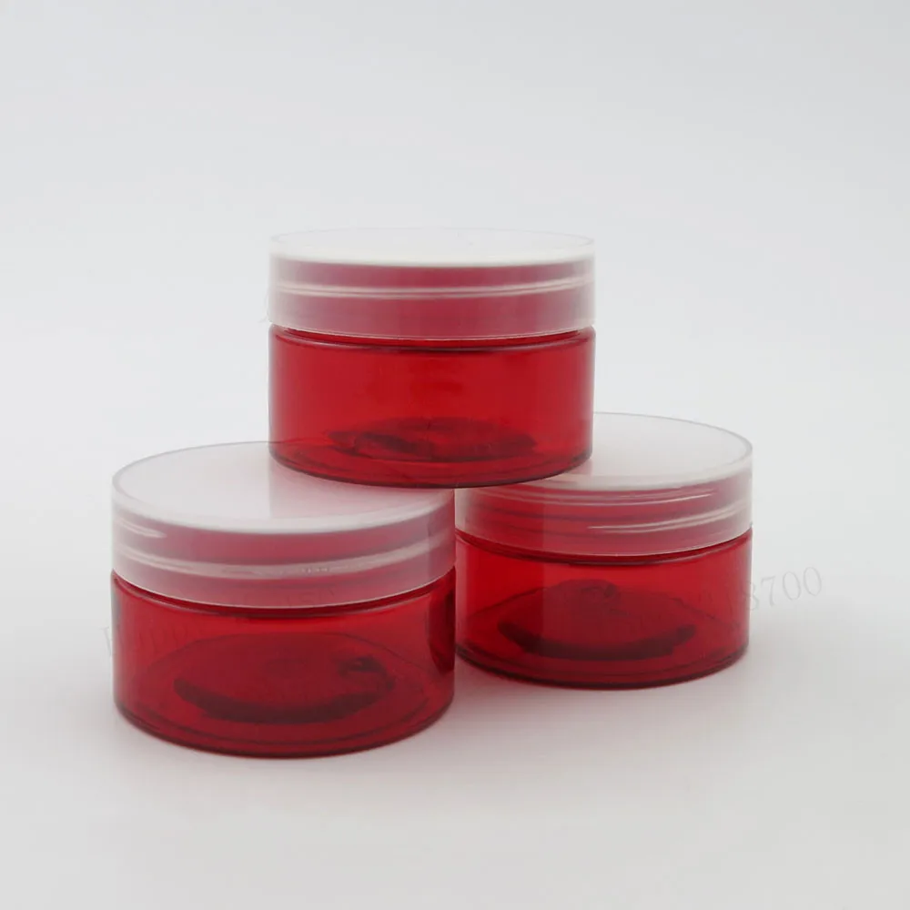 60 x 30g Empty red PET skin care travel cream jar with plastic lids insert 1oz Cosmetic container | Красота и здоровье