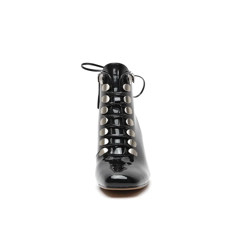 Botas Invierno Pie Nuevo Del 33 Encaje De Metal Mujer Tamaño Cálido Zvq Medicina 40 Sexy Dedo Popular Moda Tobillo Decoración Cuadrado Zapatos Black Tacón TC1n7w