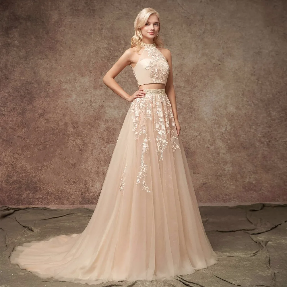 Two Pieces Evening Dresses Long Tulle Appliqued Dresses Bling Evening Gowns Prom Party Gowns Crystal Floor Length Two Pieces Evening Dresses Long Tulle Appliqued Dresses Bling Evening Gowns Prom Party Gowns Crystal Floor Length
