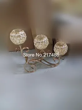

new style selling ceystal ball wedding gold candelabra centerpiece on sale