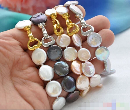 

>>>>> wholesale coin freshwater pearl bracelet 5pcs