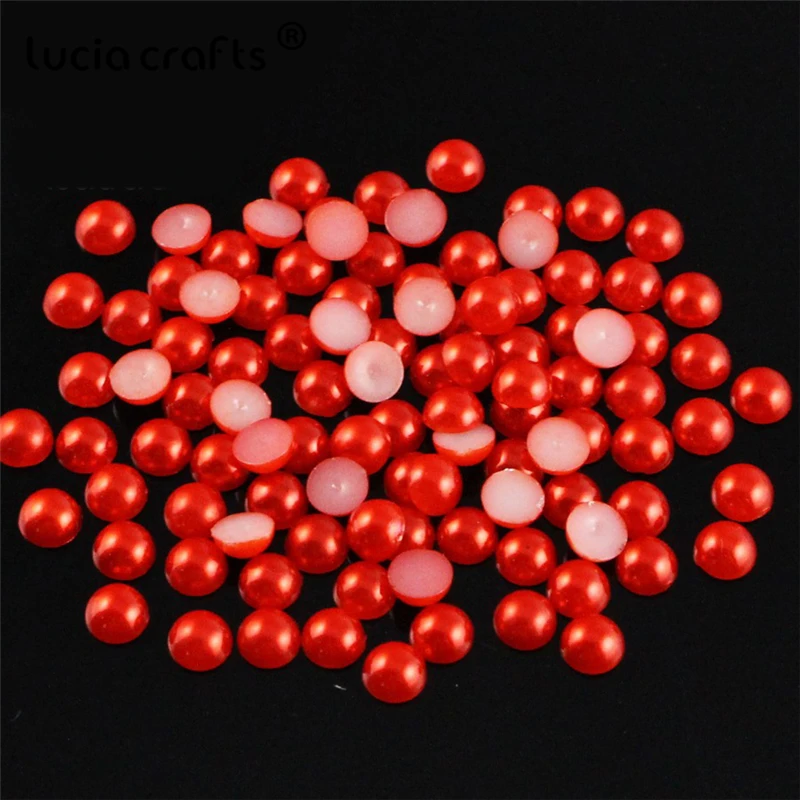 Lucia crafts 550 шт/1100 шт 5 мм многоцветные поделки ABS искусственный жемчуг полукруглый плоский с оборота жемчуг DIY аксессуары F0907