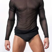 Черный, белый цвет эффектные прозрачные сетчатые Топы прозрачный мужская с длинным рукавом футболки Фитнес из дышащего материала; сезон весна-осень, с круглым вырезом, Майки