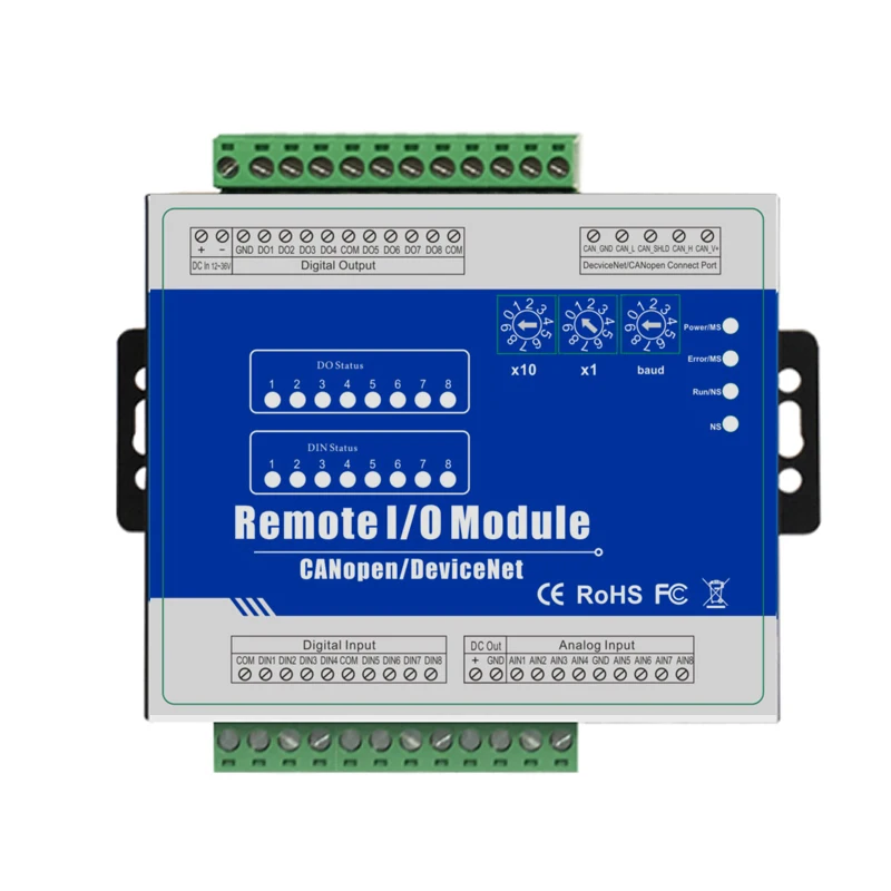 PLC Remote I/O Module with CANBus interface supports standard DeviceNet ...