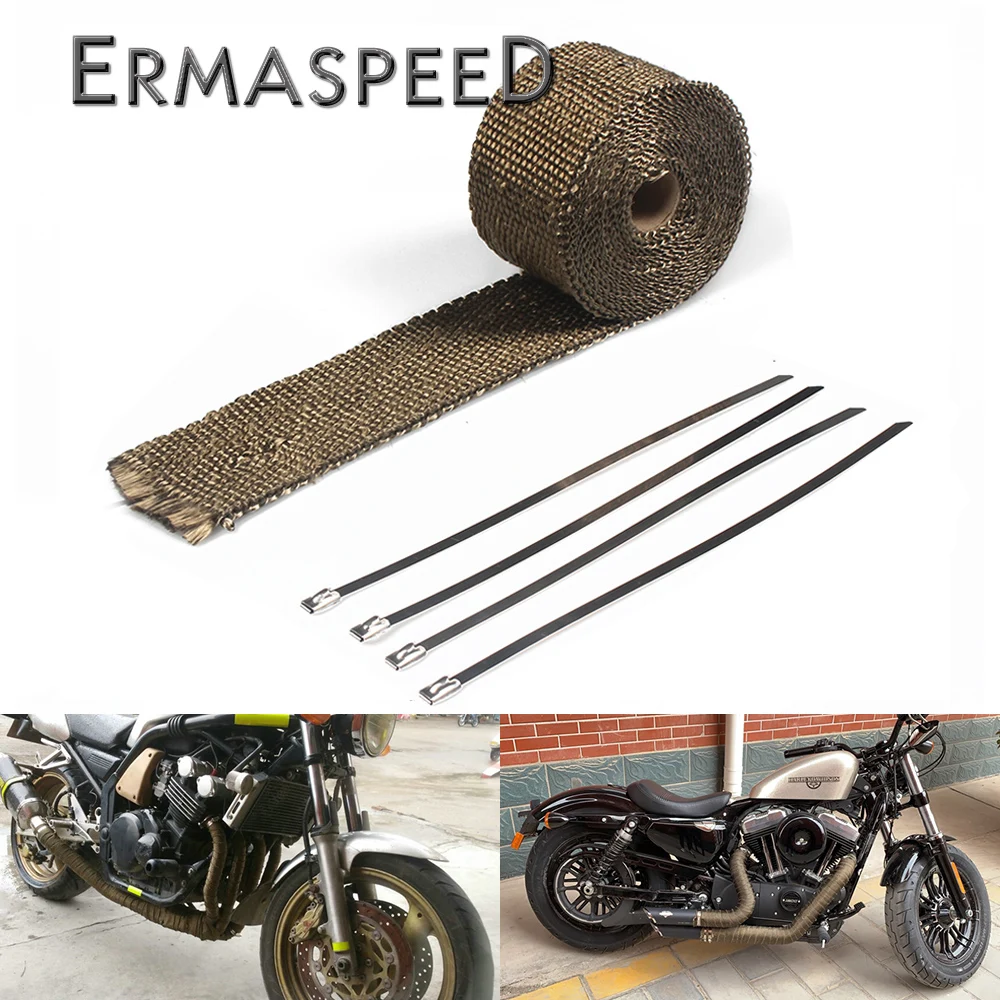 

Motorcycle Exhaust Wrap Motorbike Thermal Exhaust Tapes Basalt Fiber Heat Resistant Tape Universal for Water Pipe Accessories