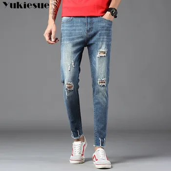 

2019 Men Stylish Ripped Jeans Pants Biker Slim Straight Hip Hop Frayed Denim Trousers New Fashion Skinny Jeans Men 27-36
