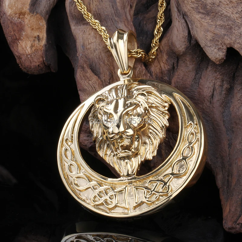 Sun Lion Gold Pendant Necklace 