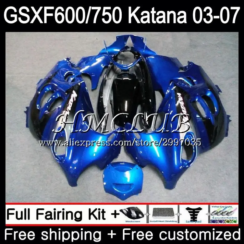 Тела для SUZUKI KATANA GSXF600 2003 2004 2005 2006 2007 36HC. 0 GSX600F GSXF 600 750 GSXF750 03 04 05 06 07 обтекателя завод синий - Цвет: No. 1
