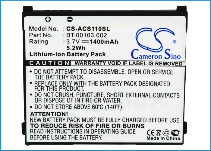 Высококачественный аккумулятор Cameron Sino 1UF504553 1 T0582 BT.00103.002 для Acer Liquid S110 NeoTouch