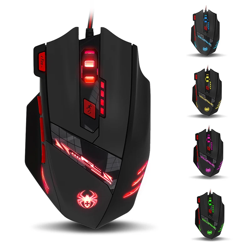 Зелот T-90 8 ключ 9200 Точек на дюйм Проводная Оптическая USB Pro Gaming Мышь 13 Светло-режим