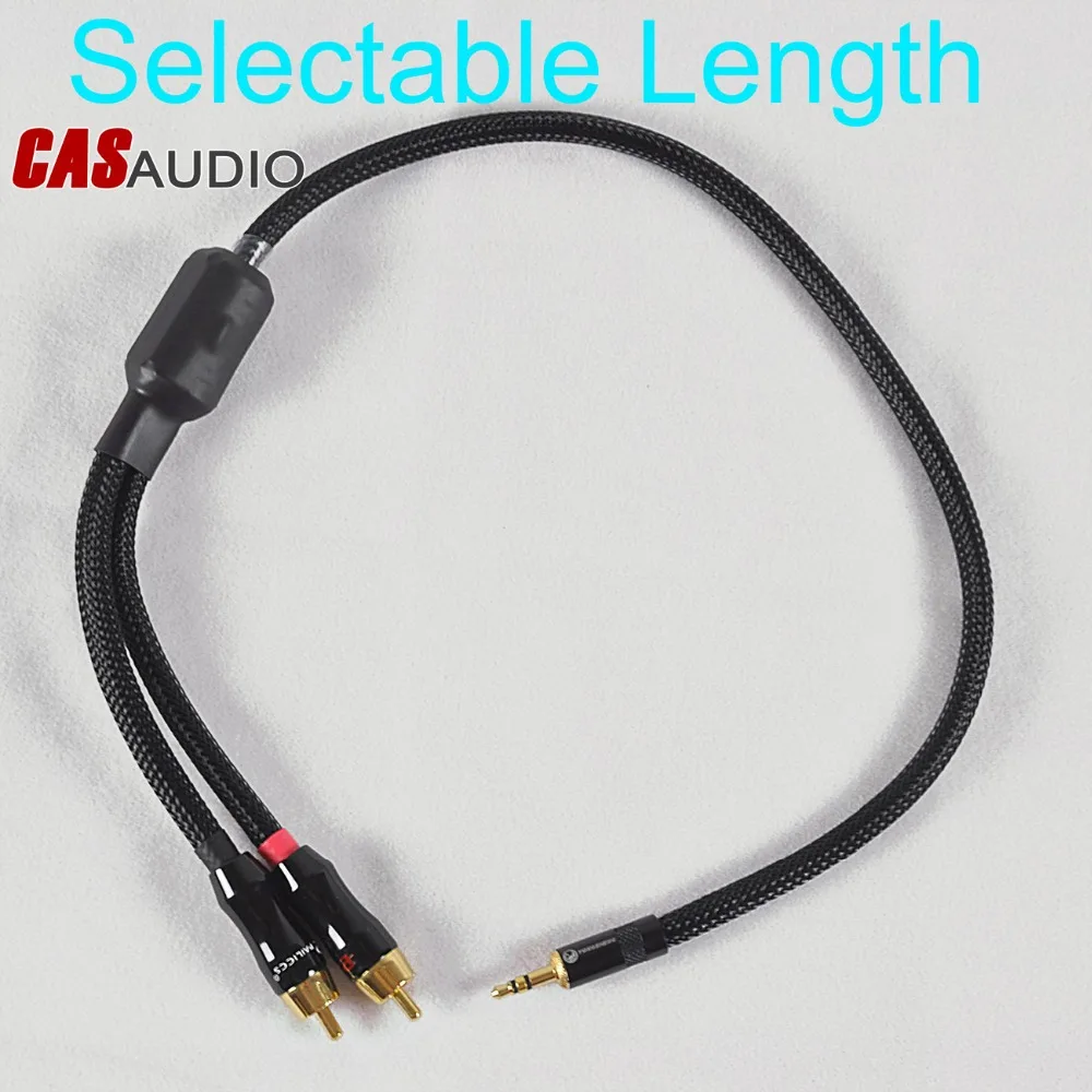 Quality 4N 3 5mm Headphone Jack Male To RCA Phono Intercontact Audio Cable For Hi Fi Audio Portable Player Smart Phone PC Hi Fi