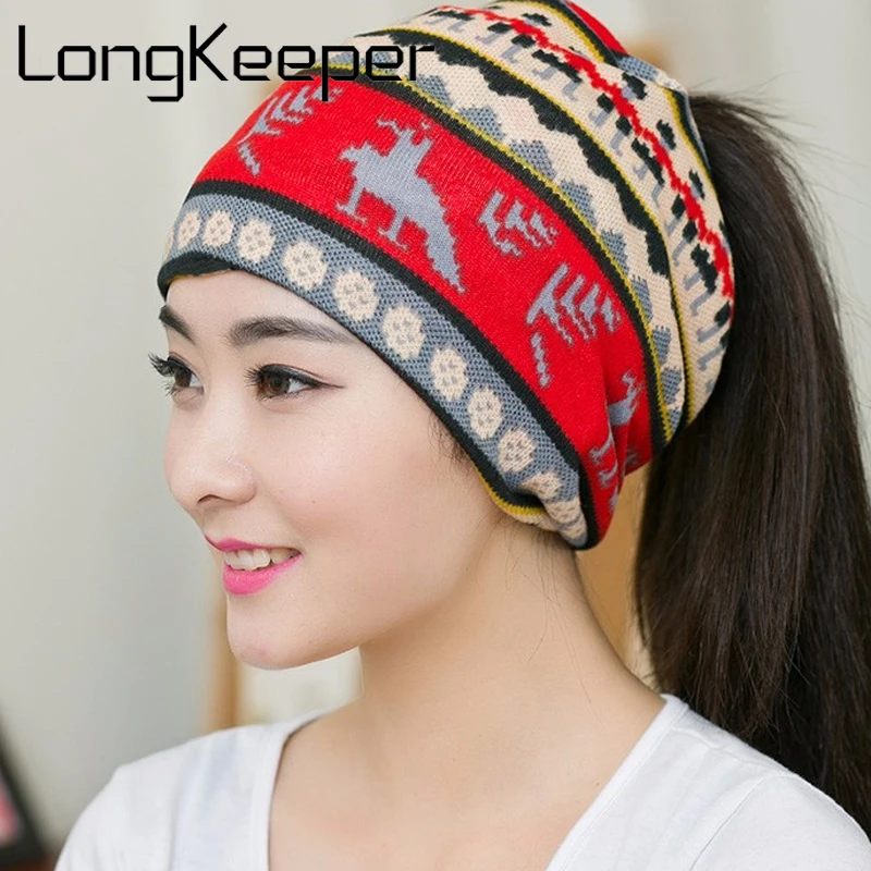 LongKeeper 2017 New Women Beanies Girls Turban Hat Scarf Beanie 3 in 1