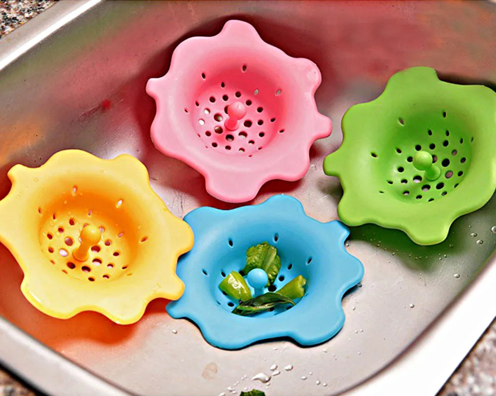 

Kitchen Bathroom Anti Clogging Silicone Drain Sink Filter drain pool sink sewer debris filter net portable Creative Filter