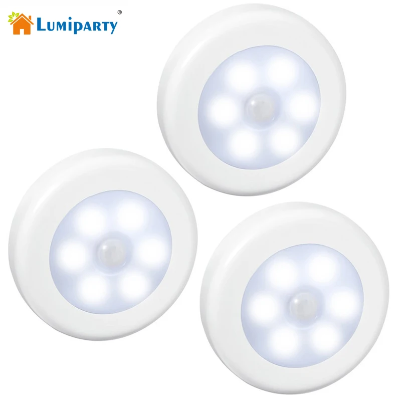 

3PCS LED Motion Sensor Night Dry Battery Powered LED Night Light Motion Lamp with White Light for Emergency