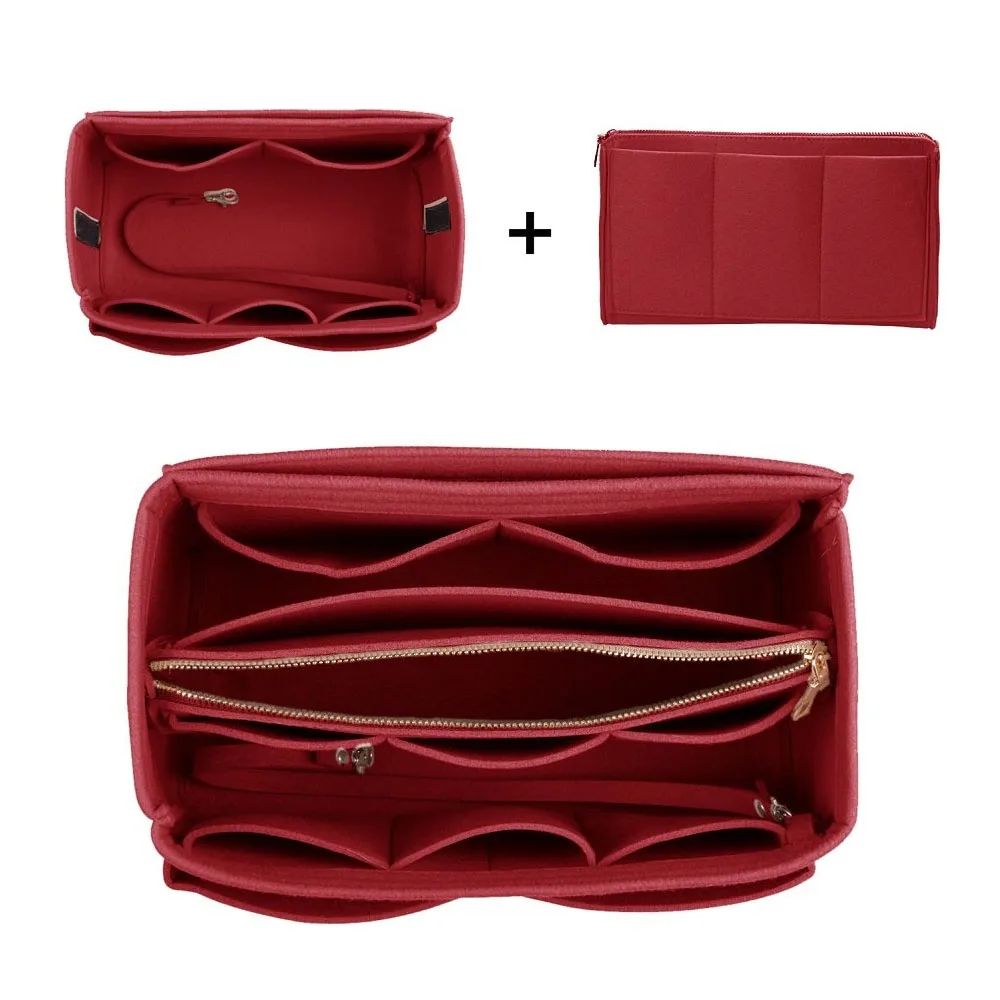 Make up Organizer Insert Bag For Handbag, Felt Storage bag with zipper, Travel Inner Purse, Fit Cosmetic Bags For Neverfull