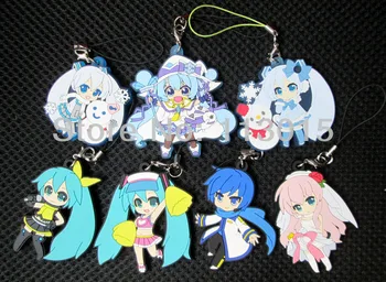 

10 PCS/LOT Genuine Japanese anime phone charm Miku hatsune cell phone strap dolls pendants 14 style mixed free shipping