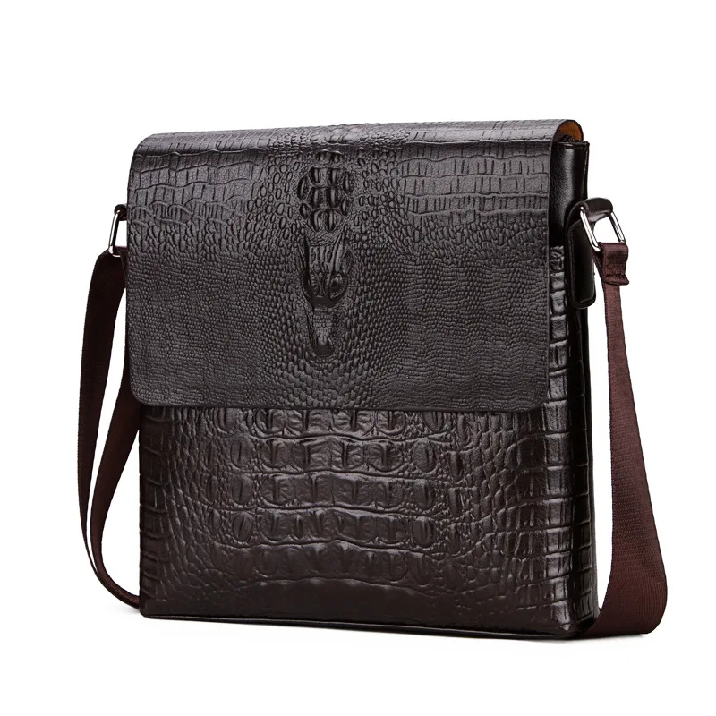 

Men's shoulder bag crocodile business bag vertical section Messenger bag official PU leather bag Korean version