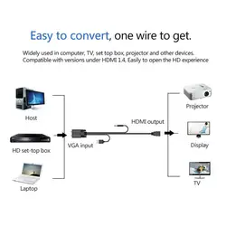 HDMI адаптер 1080 P цифровой кабель HDMI Male To VGA Male питание с HDCP аудио кабель для проекторов ТВ Видео VGA конвертер