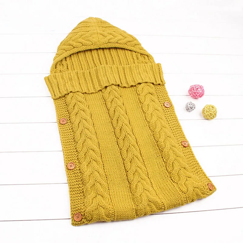 IYEAL Пеленальное Одеяло для новорожденных, детский вязаный спальный мешок для малышей, спальный мешок, коляска, обертка унисекс для 0-12 месяцев - Цвет: Цвет: желтый