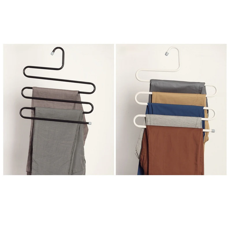 Stainless Steel Trousers Hanger Pants Clothes Closet Belt Holder Rack Bathroom Room Organizer and Storage Accessories (5)
