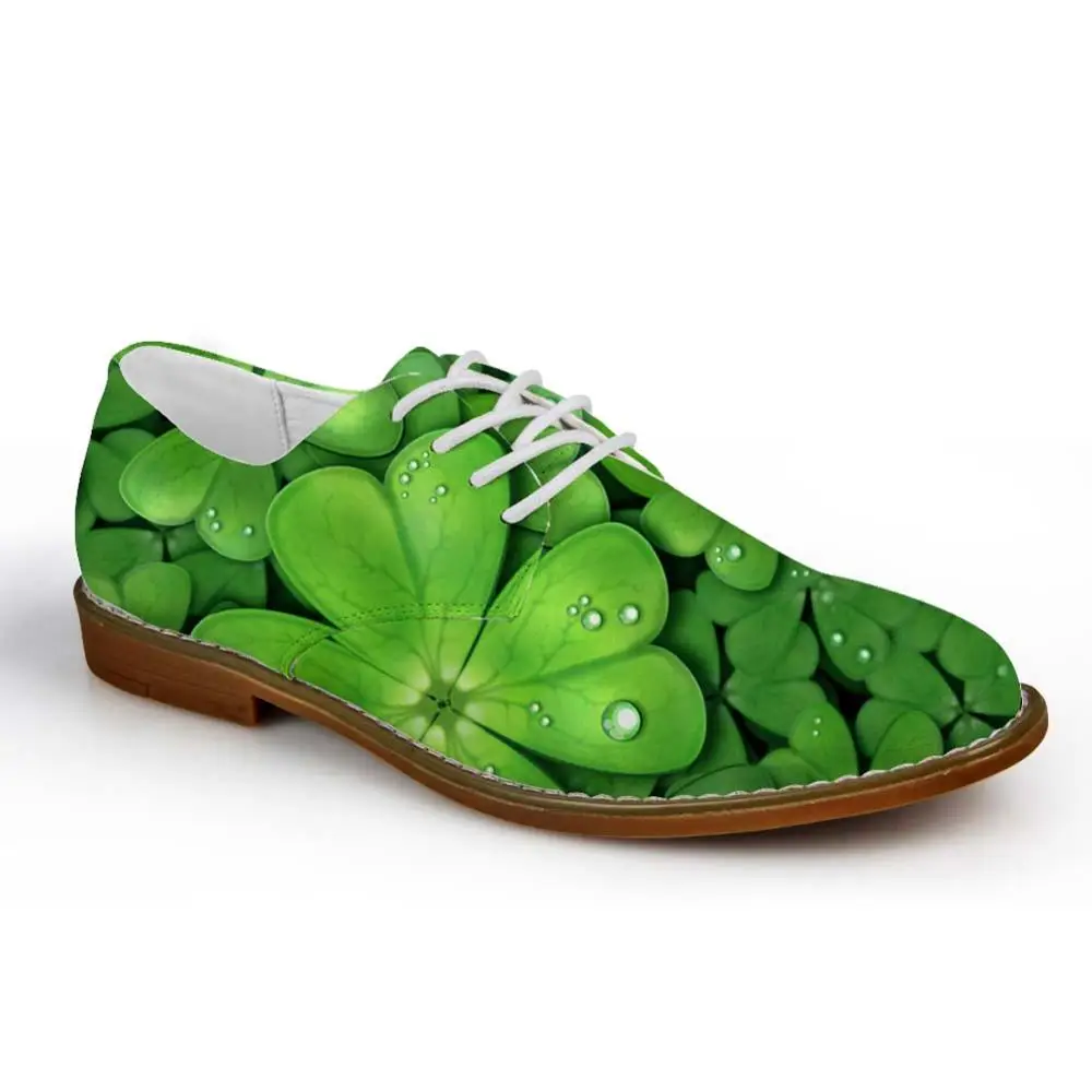 Noisydesigns/Туфли-оксфорды для мальчиков; мужские кожаные туфли в деловом стиле с принтом зеленых листьев; удобные мужские лоферы на плоской подошве со шнуровкой для подростков - Цвет: C0133CE