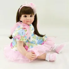 22 inch 55 cm reborn Silicone dolls, lifelike doll reborn babies toys Flower dress doll