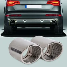 2X STAINLESS STEEL FINISHER END EXHAUST TAIL REAR MUFFLER TIP PIPE TAILPIPE For AUDI Q7 2006 2007 2008 2009 2010 2011 2012 2013