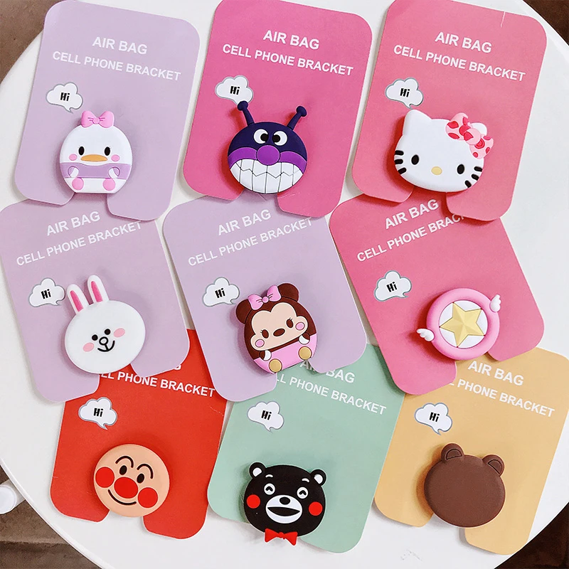 

Wholesale Socket Universal Mobile Phone Stretch Bracket Cartoon Air Bag Phone Expanding phone Stand Finger car phone Holder 6 7