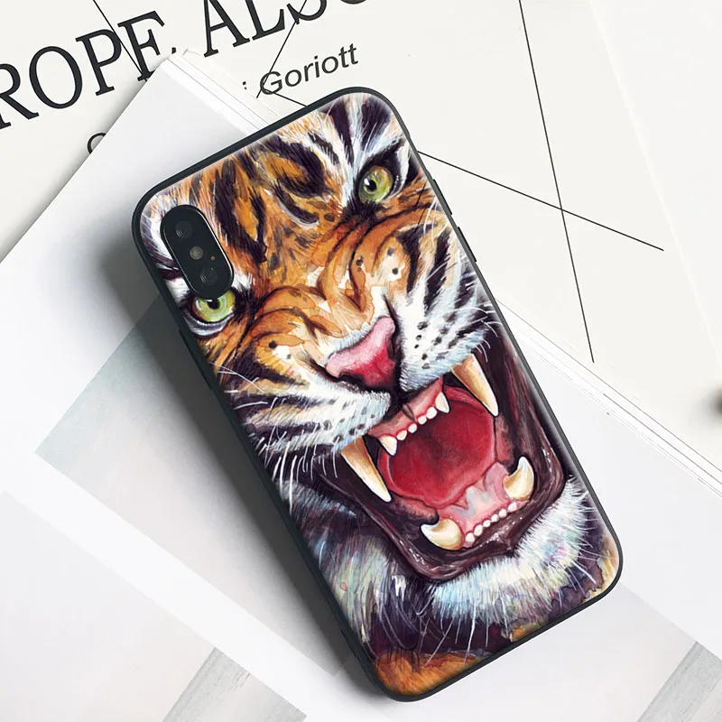 

Abstract Ferocious tiger Coque Tpu Soft Silicone Phone Case Cover Shell For Apple iPhone 6 6s 6Plus 6sPlus 7 8 7Plus 8Plus X