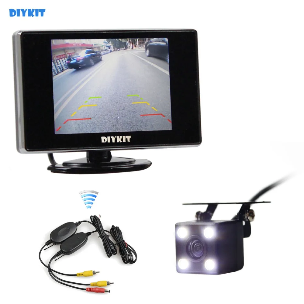 

DIYKIT Wireless Reverse Car Backup Camera with Rear View Car Monitor Back Up Camera Kit Easy Installation