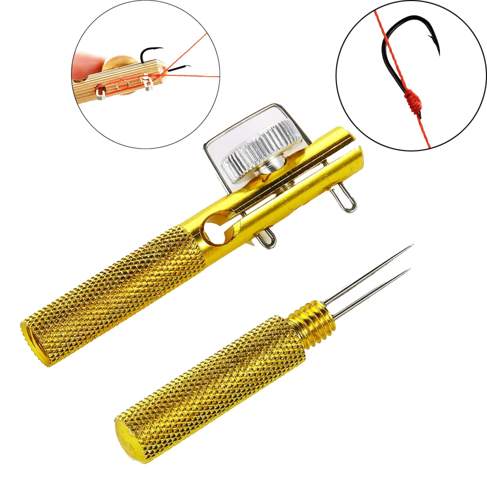 Balight 1 Set of Hook-and-Loop Fishing Knots Yellow and Black Needles Tying Tool Set Fish Extractor Accessories